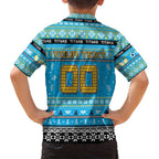 Personalized Titans Rugby Xmas Family Matching Off Shoulder Maxi Dress and Hawaiian Shirt Australia NRL Mascot