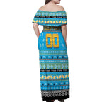 Personalized Titans Rugby Xmas Family Matching Off Shoulder Maxi Dress and Hawaiian Shirt Australia NRL Mascot
