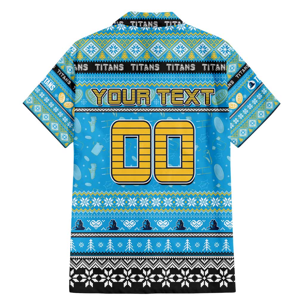 Personalized Titans Rugby Xmas Family Matching Off Shoulder Short Dress and Hawaiian Shirt Australia NRL Mascot