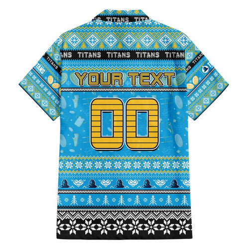 Personalized Titans Rugby Xmas Family Matching Puletasi and Hawaiian Shirt Australia NRL Mascot