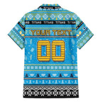 Personalized Titans Rugby Xmas Family Matching Short Sleeve Bodycon Dress and Hawaiian Shirt Australia NRL Mascot