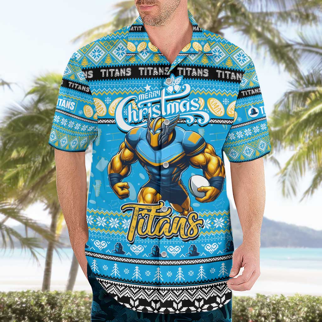 Personalized Titans Rugby Xmas Hawaiian Shirt Australia NRL Mascot