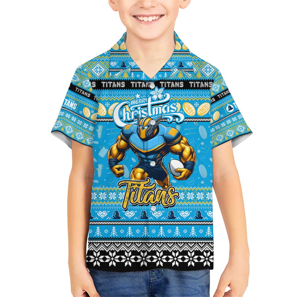 Personalized Titans Rugby Xmas Hawaiian Shirt Australia NRL Mascot