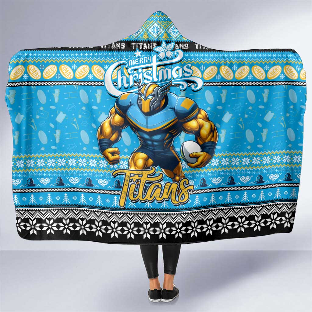 Titans Rugby Xmas Hooded Blanket Australia NRL Mascot