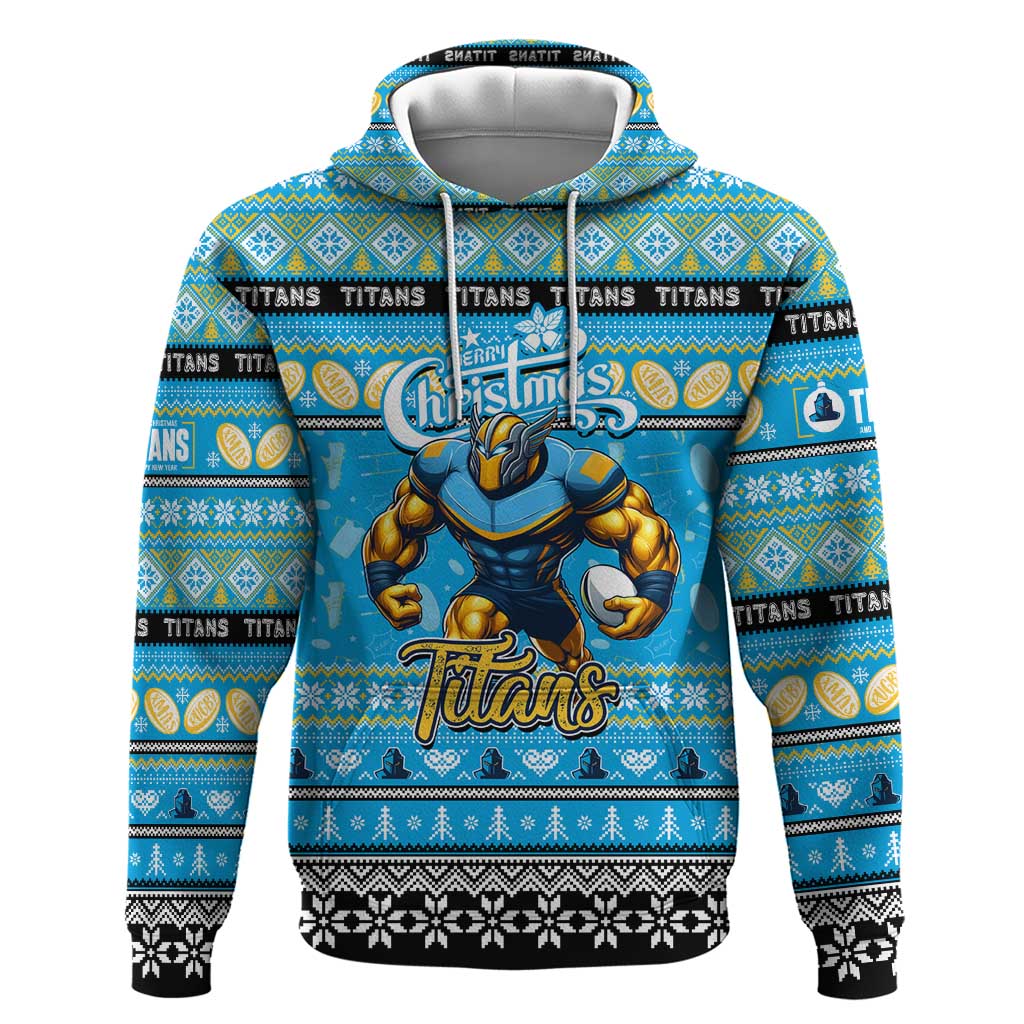 Personalized Titans Rugby Xmas Hoodie Australia NRL Mascot