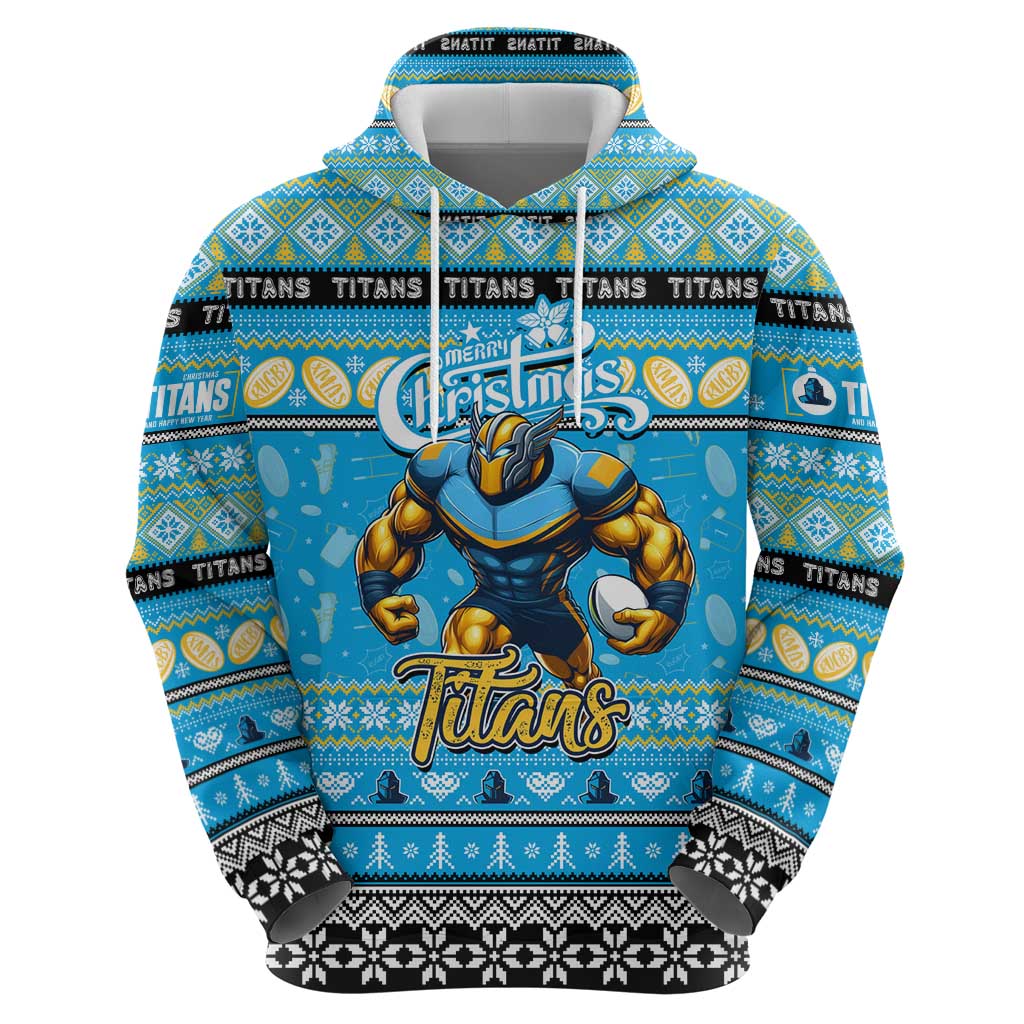Personalized Titans Rugby Xmas Hoodie Australia NRL Mascot