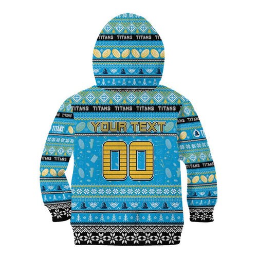 Personalized Titans Rugby Xmas Kid Hoodie Australia NRL Mascot