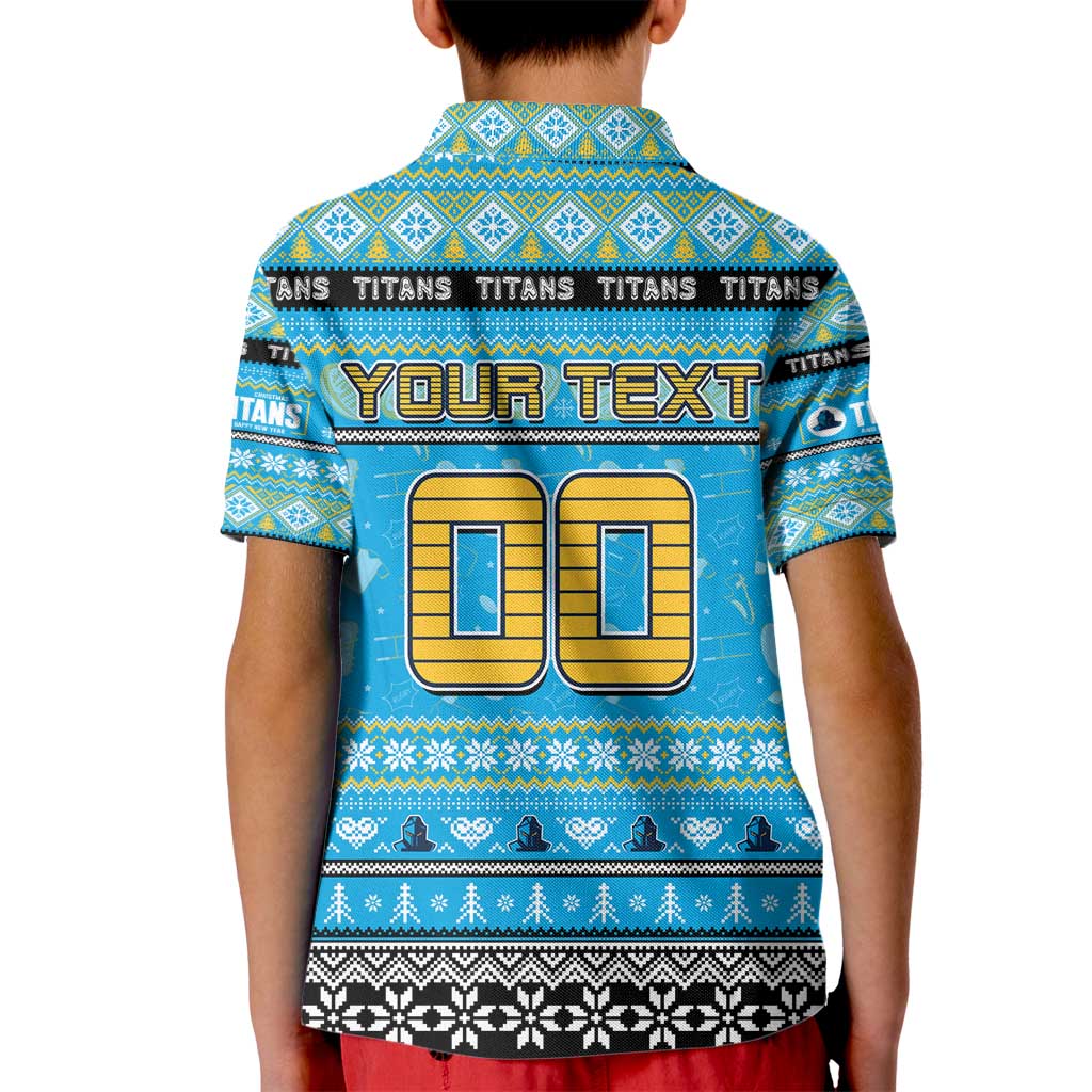 Personalized Titans Rugby Xmas Kid Polo Shirt Australia NRL Mascot