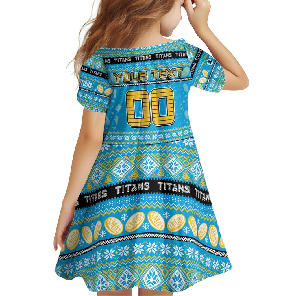 Personalized Titans Rugby Xmas Kid Short Sleeve Dress Australia NRL Mascot