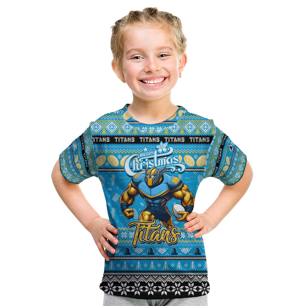 Personalized Titans Rugby Xmas Kid T Shirt Australia NRL Mascot