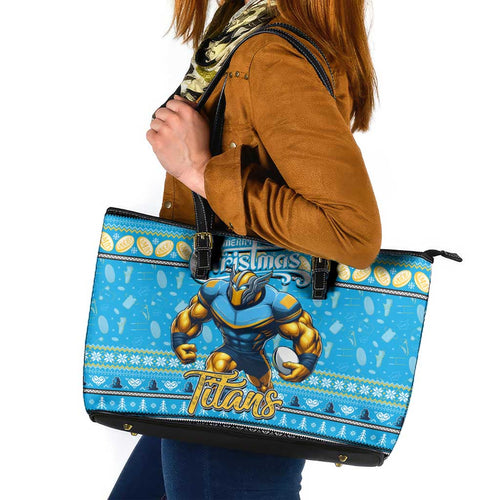Titans Rugby Xmas Leather Tote Bag Australia NRL Mascot
