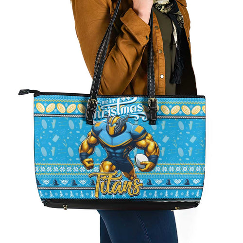 Titans Rugby Xmas Leather Tote Bag Australia NRL Mascot