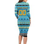 Personalized Titans Rugby Xmas Long Sleeve Bodycon Dress Australia NRL Mascot
