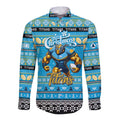 Personalized Titans Rugby Xmas Long Sleeve Button Shirt Australia NRL Mascot