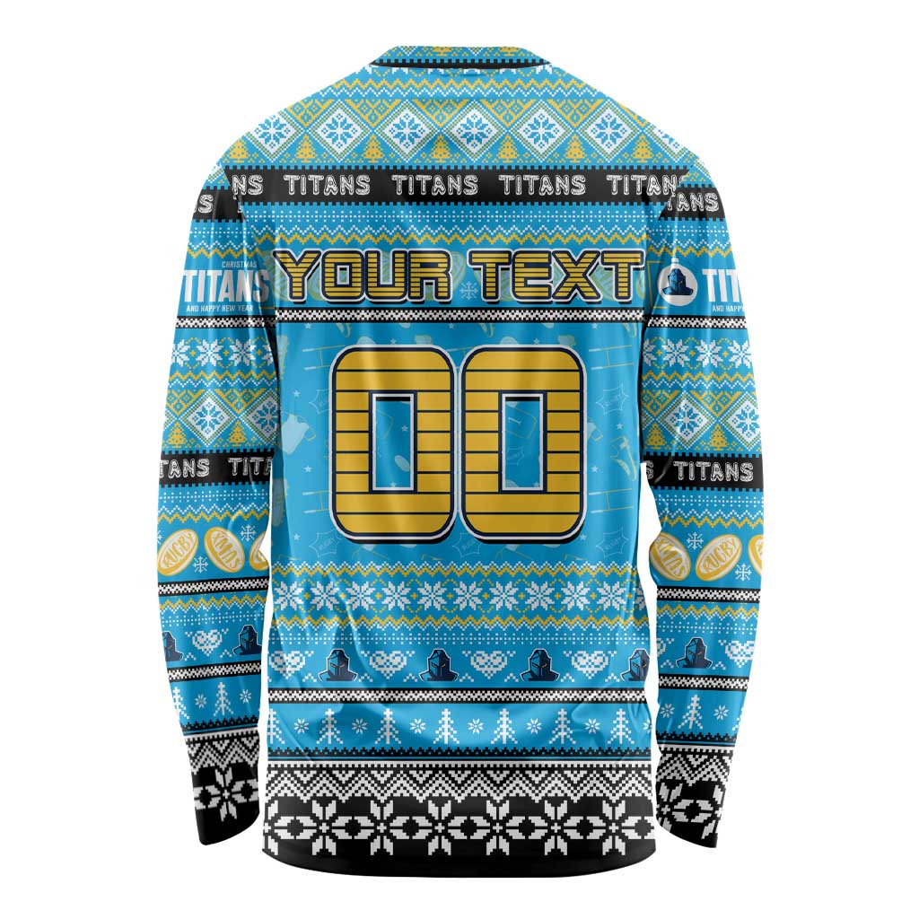 Personalized Titans Rugby Xmas Long Sleeve Shirt Australia NRL Mascot