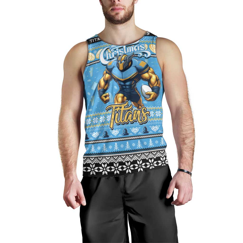 Personalized Titans Rugby Xmas Men Tank Top Australia NRL Mascot