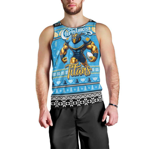 Personalized Titans Rugby Xmas Men Tank Top Australia NRL Mascot