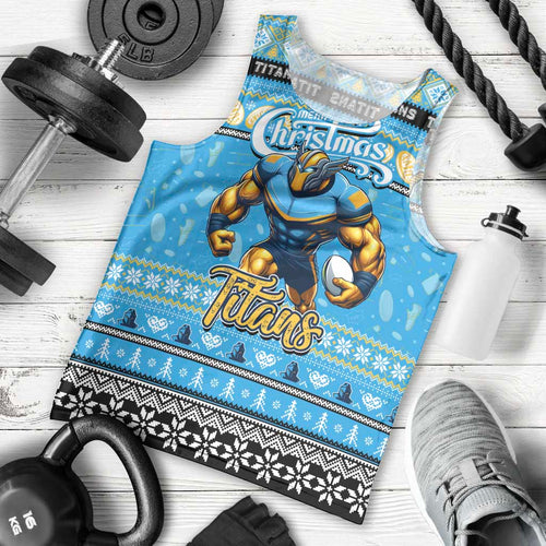 Personalized Titans Rugby Xmas Men Tank Top Australia NRL Mascot