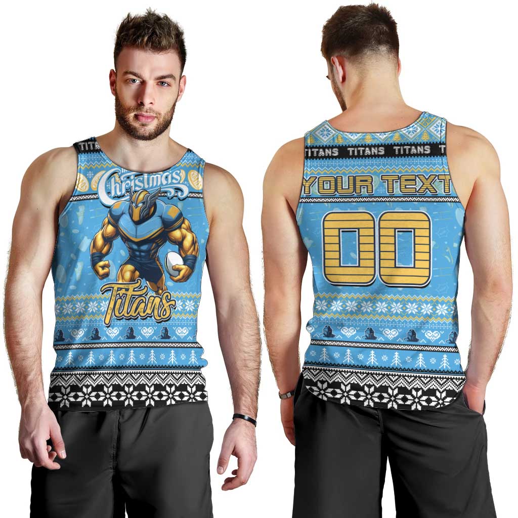 Personalized Titans Rugby Xmas Men Tank Top Australia NRL Mascot