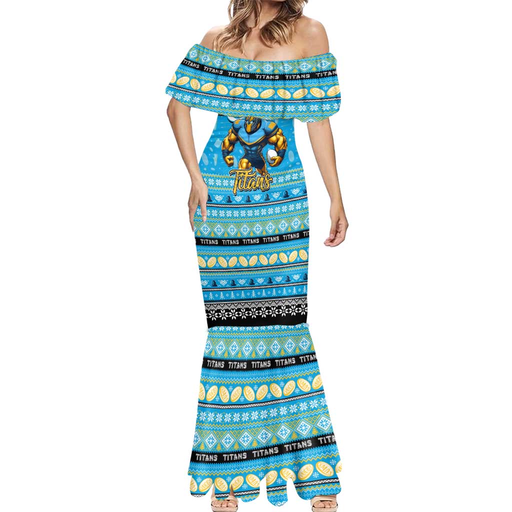 Personalized Titans Rugby Xmas Mermaid Dress Australia NRL Mascot