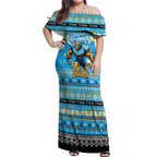 Personalized Titans Rugby Xmas Off Shoulder Maxi Dress Australia NRL Mascot