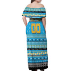 Personalized Titans Rugby Xmas Off Shoulder Maxi Dress Australia NRL Mascot