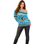 Personalized Titans Rugby Xmas Off Shoulder Sweater Australia NRL Mascot