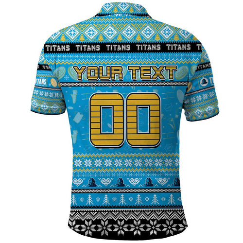 Personalized Titans Rugby Xmas Polo Shirt Australia NRL Mascot