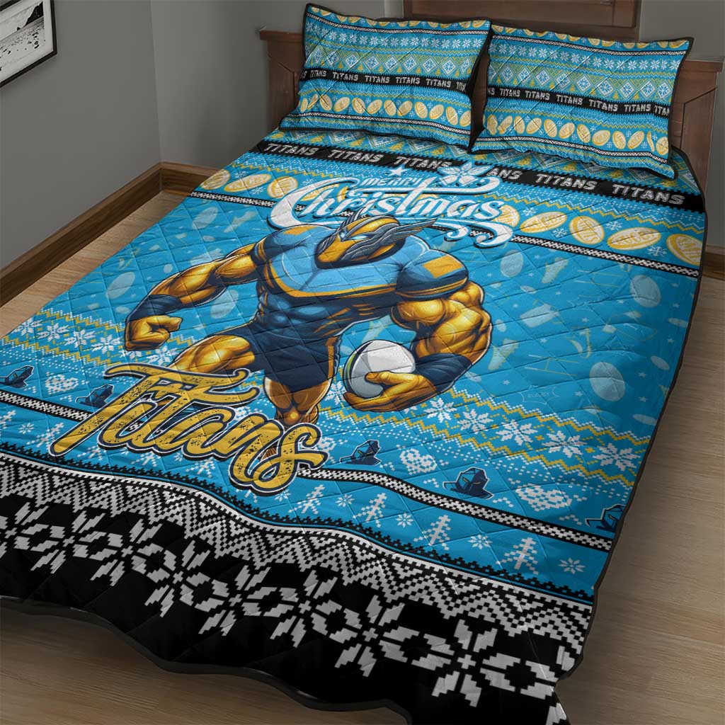 Titans Rugby Xmas Quilt Bed Set Australia NRL Mascot