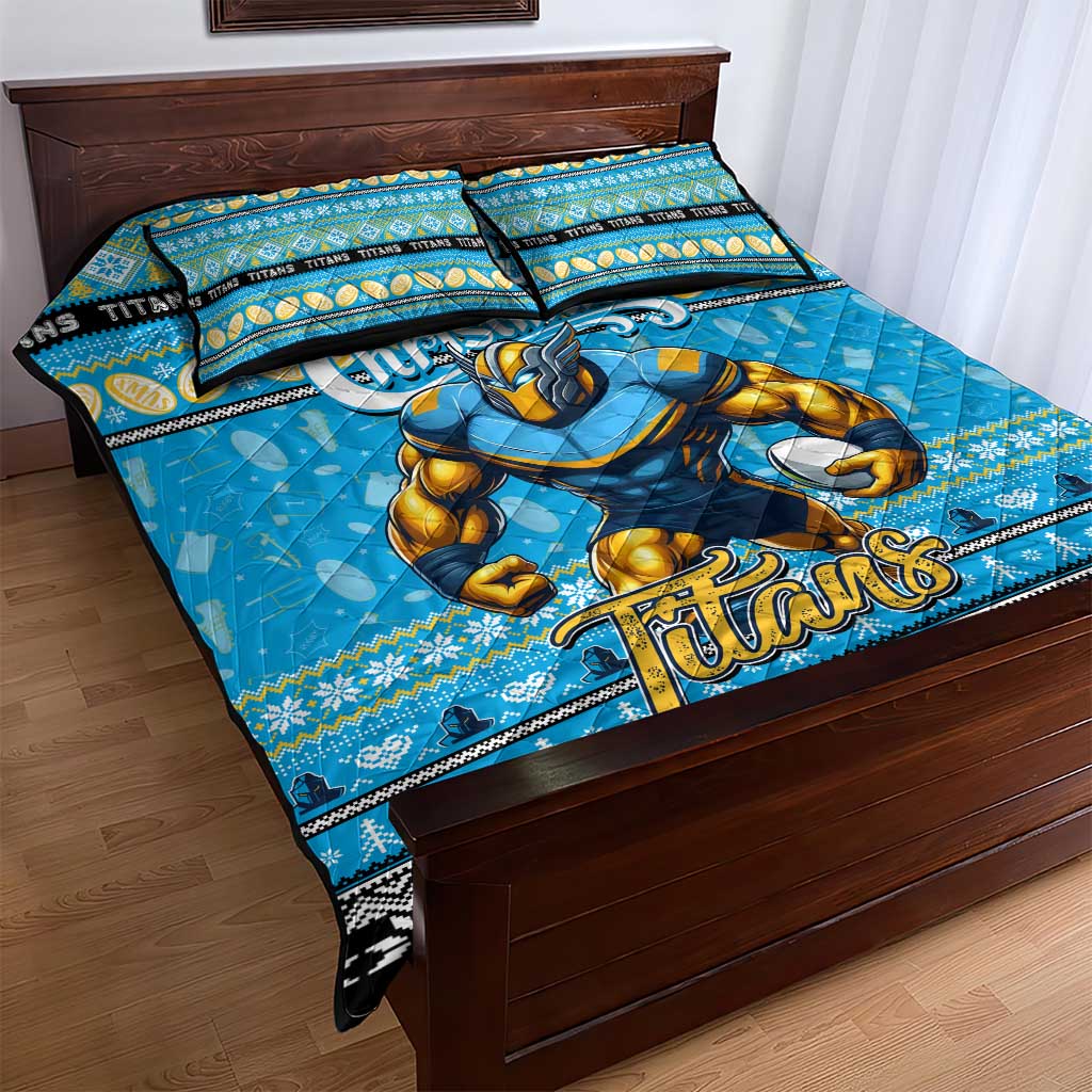 Titans Rugby Xmas Quilt Bed Set Australia NRL Mascot