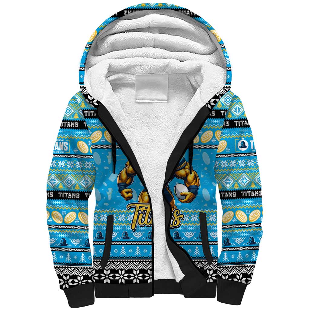 Personalized Titans Rugby Xmas Sherpa Hoodie Australia NRL Mascot