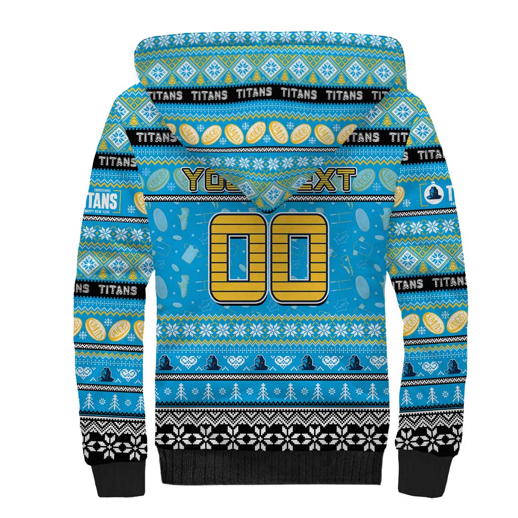 Personalized Titans Rugby Xmas Sherpa Hoodie Australia NRL Mascot