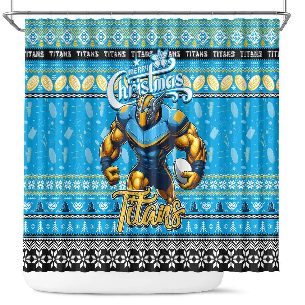 Titans Rugby Xmas Shower Curtain Australia NRL Mascot