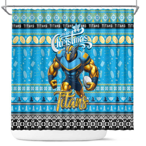 Titans Rugby Xmas Shower Curtain Australia NRL Mascot