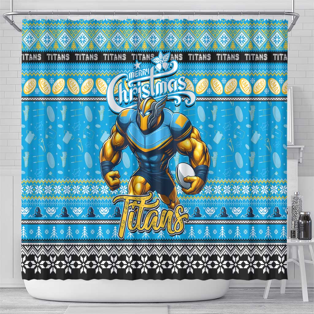 Titans Rugby Xmas Shower Curtain Australia NRL Mascot