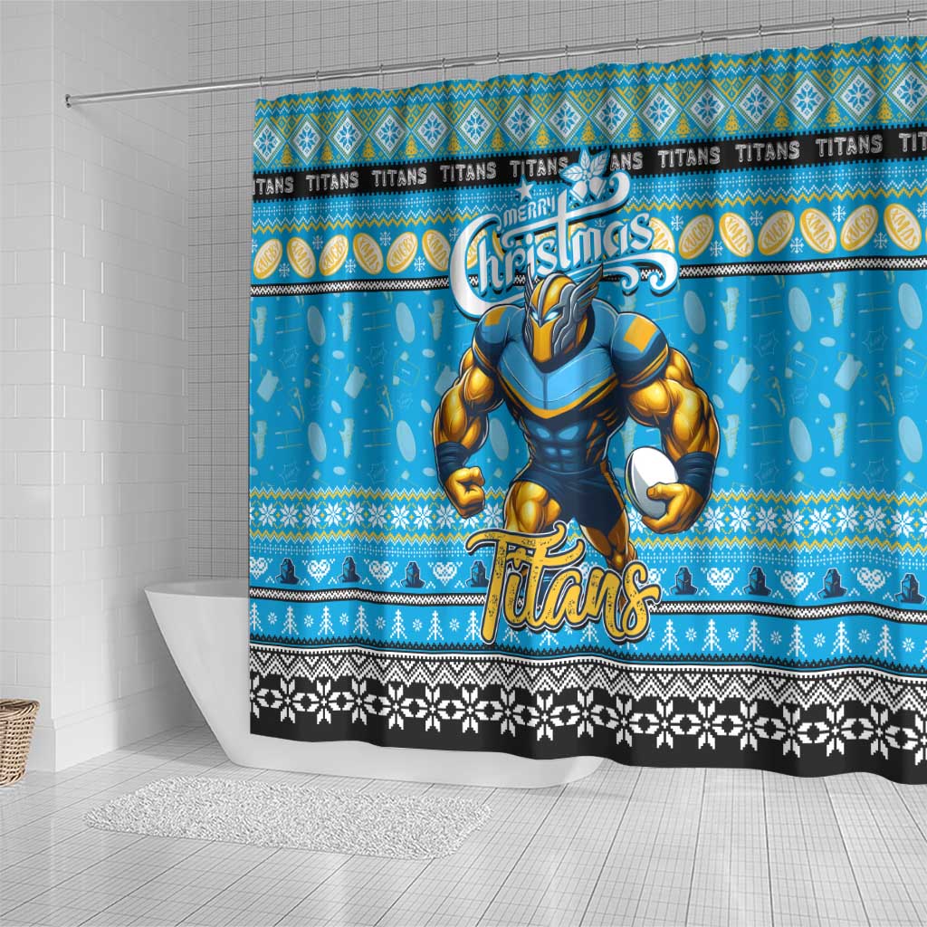 Titans Rugby Xmas Shower Curtain Australia NRL Mascot