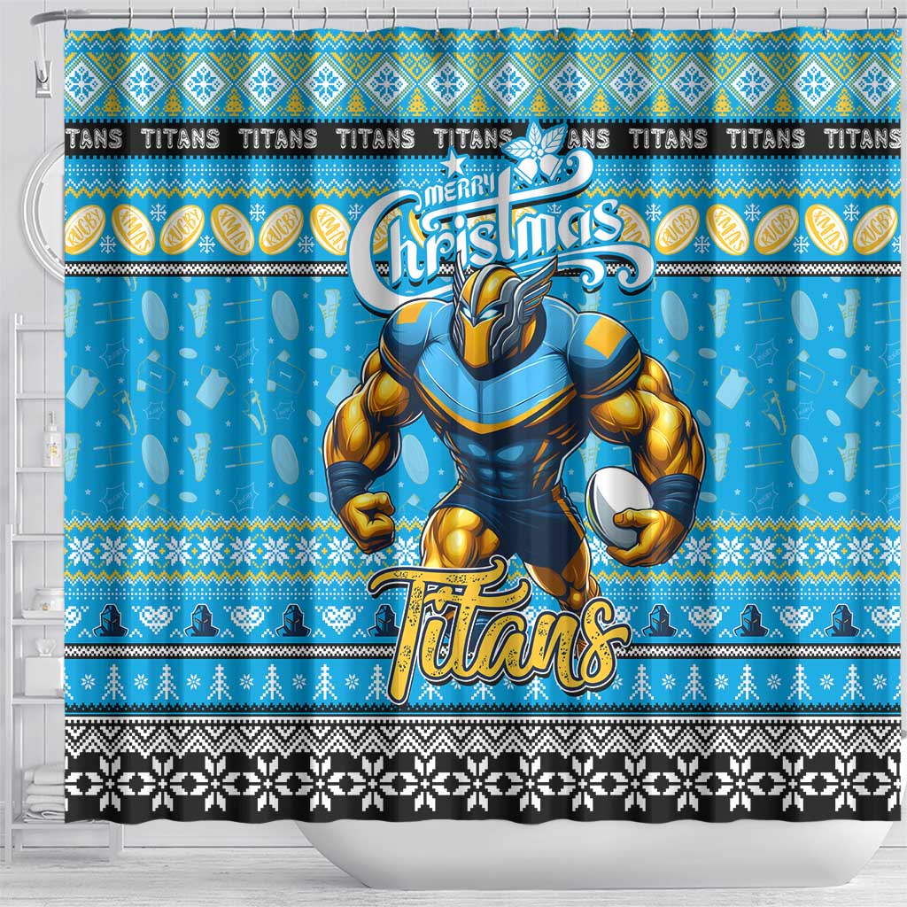 Titans Rugby Xmas Shower Curtain Australia NRL Mascot
