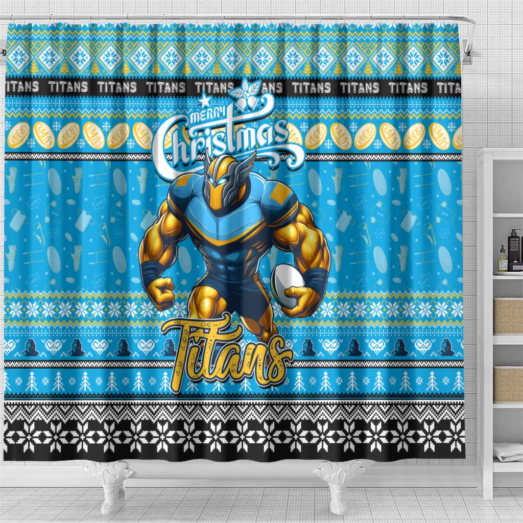 Titans Rugby Xmas Shower Curtain Australia NRL Mascot