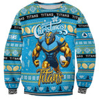 Personalized Titans Rugby Xmas Sweatshirt Australia NRL Mascot