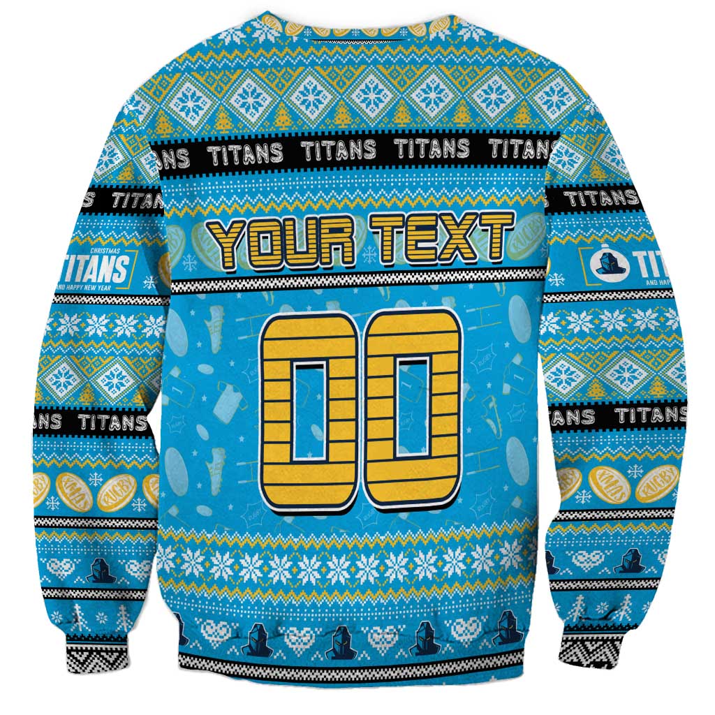 Personalized Titans Rugby Xmas Sweatshirt Australia NRL Mascot