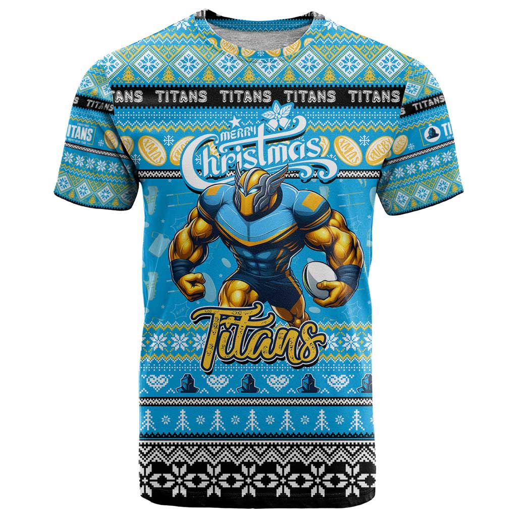 Personalized Titans Rugby Xmas T Shirt Australia NRL Mascot