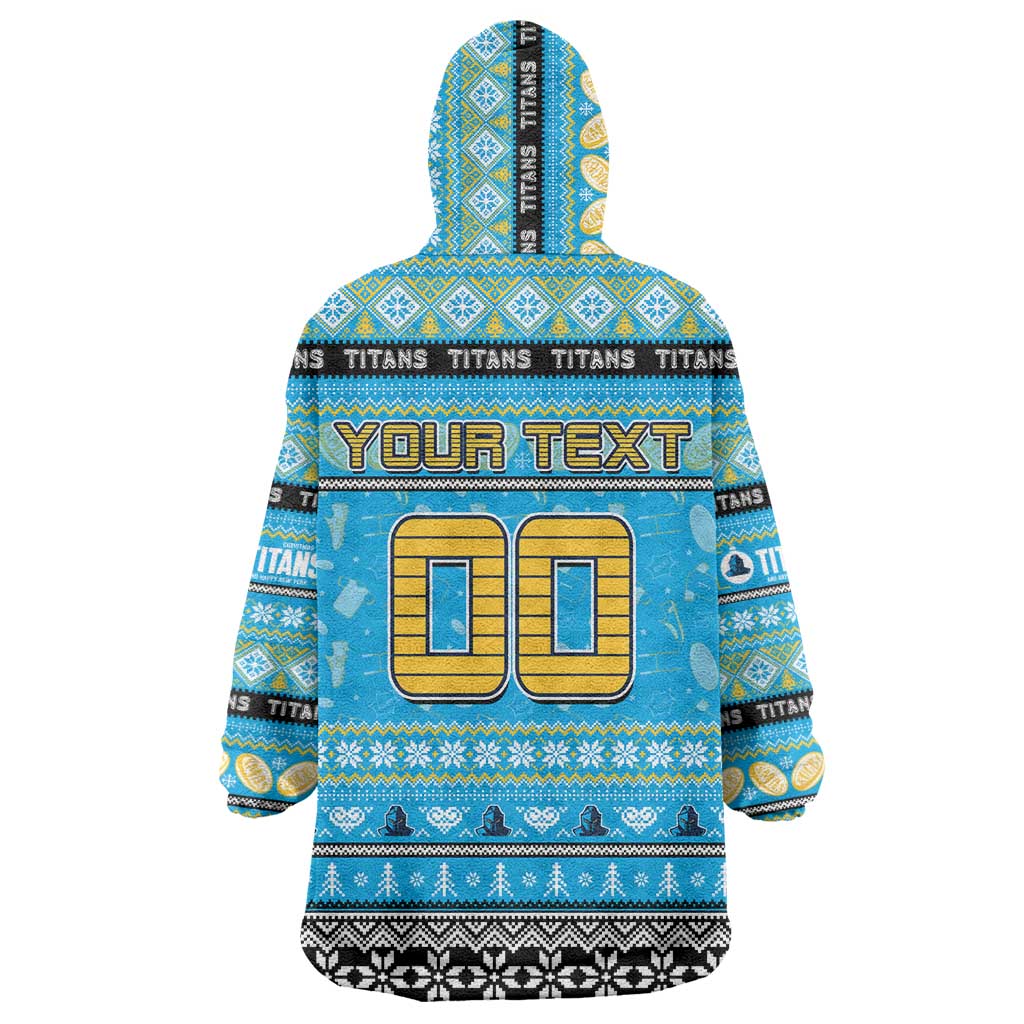 Personalized Titans Rugby Xmas Wearable Blanket Hoodie Australia NRL Mascot