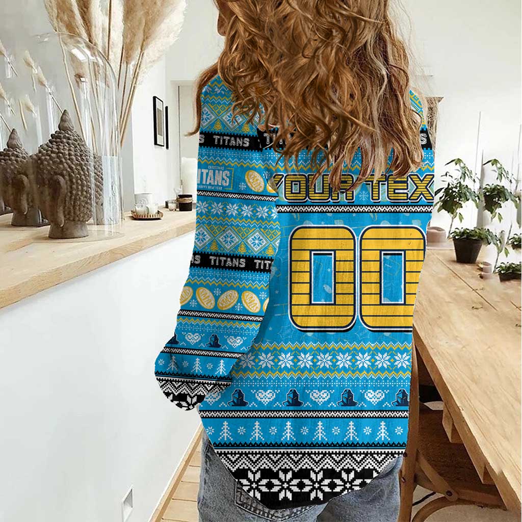 Personalized Titans Rugby Xmas Women Casual Shirt Australia NRL Mascot