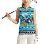 Personalized Titans Rugby Xmas Women Sleeveless Polo Shirt Australia NRL Mascot