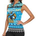 Personalized Titans Rugby Xmas Women Sleeveless Polo Shirt Australia NRL Mascot