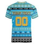 Personalized Titans Rugby Xmas Women V-Neck T-Shirt Australia NRL Mascot