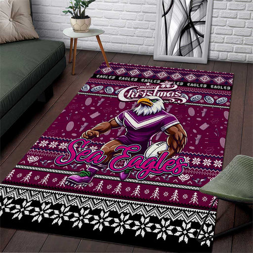 Sea Eagles Rugby Xmas Area Rug Australia NRL Mascot