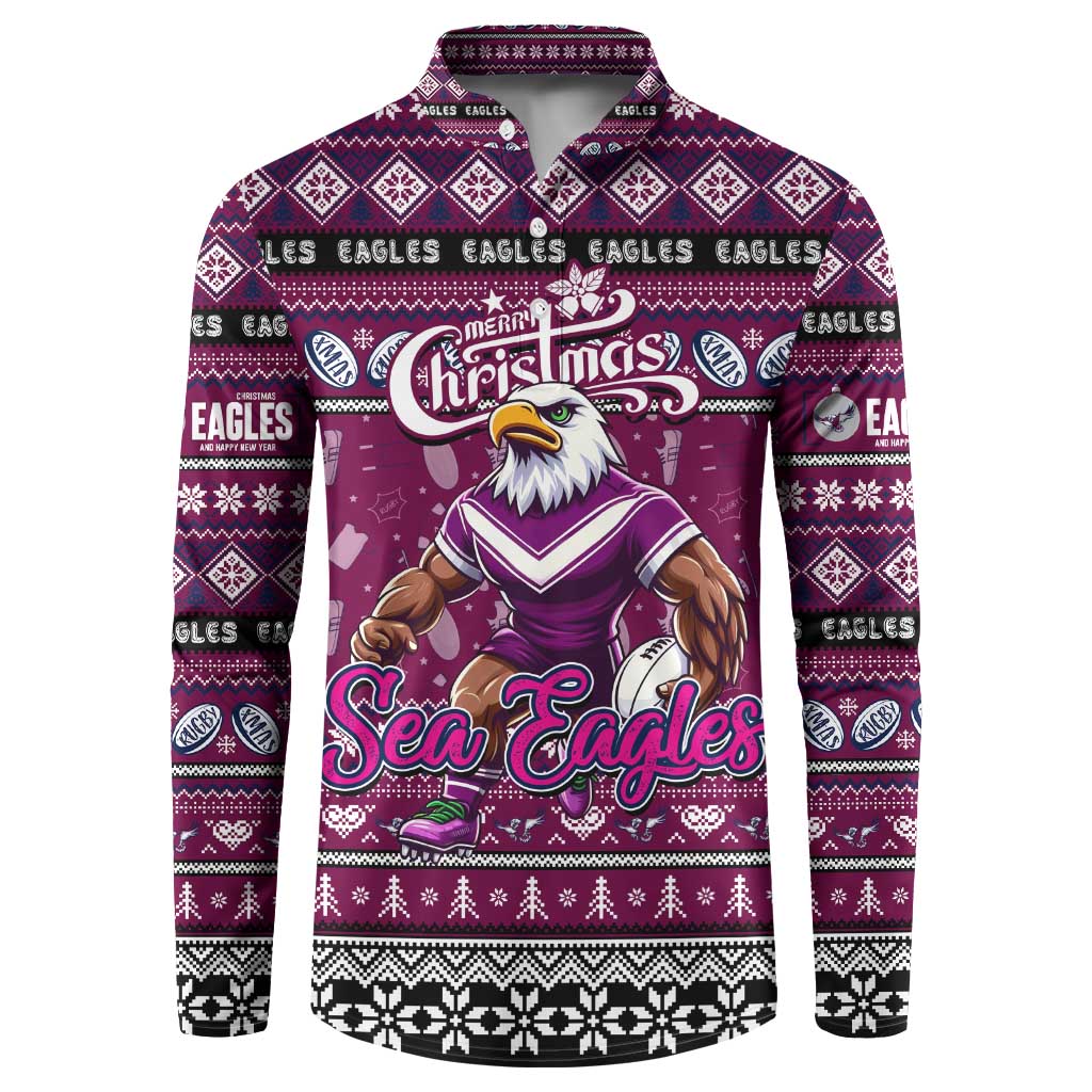 Personalized Sea Eagles Rugby Xmas Button Sweatshirt Australia NRL Mascot