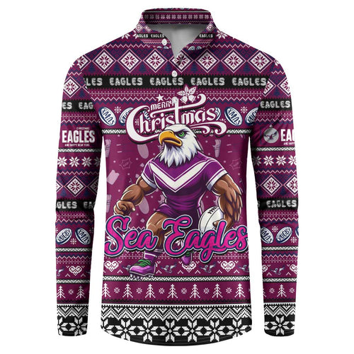 Personalized Sea Eagles Rugby Xmas Button Sweatshirt Australia NRL Mascot