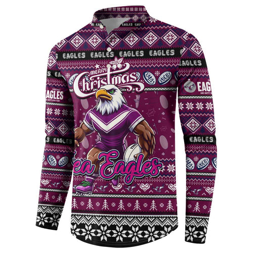 Personalized Sea Eagles Rugby Xmas Button Sweatshirt Australia NRL Mascot